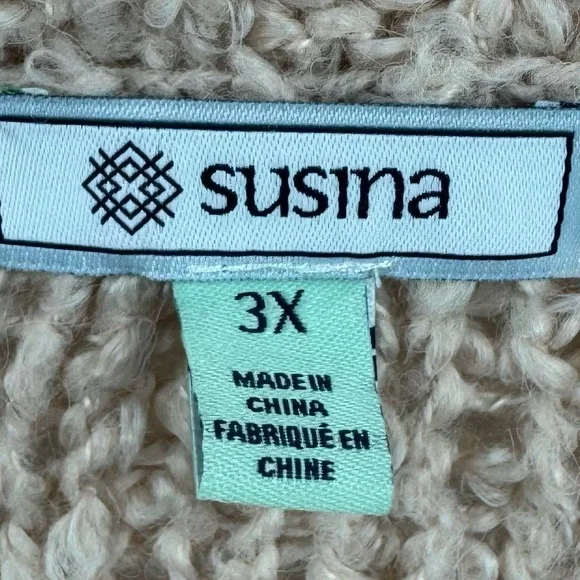 Susina Chunky Knit Boucle V Neck Sweater Rose Pink Size 3X - Picture 6 of 6